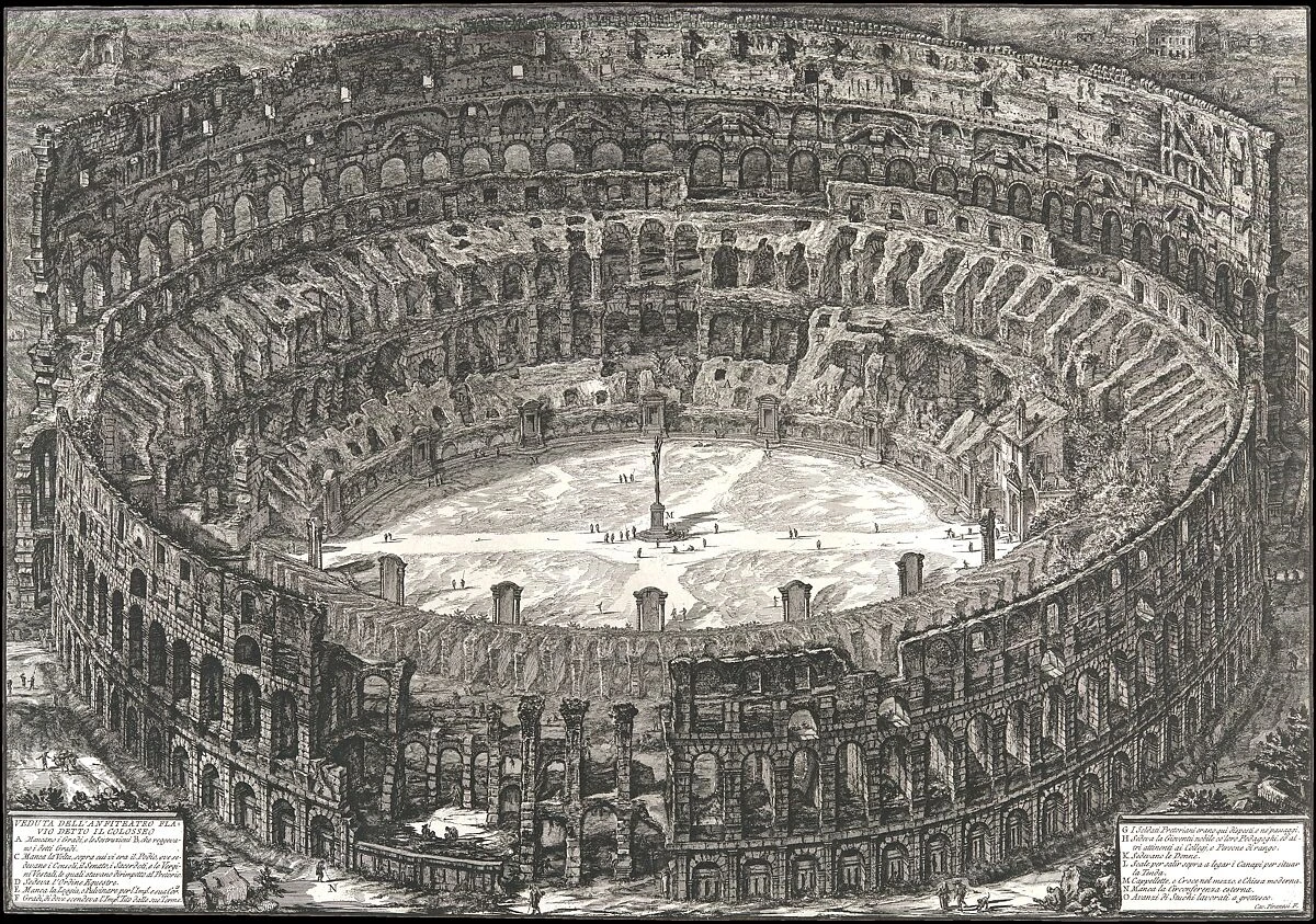 Giovanni Battista Piranesi’nin 1776 tarihli gravüründe Kolezyumun kuşbakışı görünümü